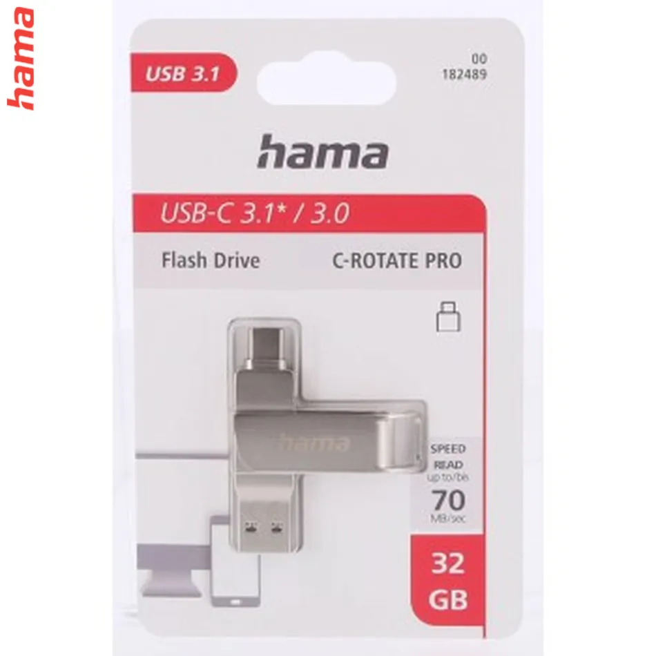 Hama USB flash disk C- Rotate Pro, USB-C 3.1, 32 GB, 70 MB/s