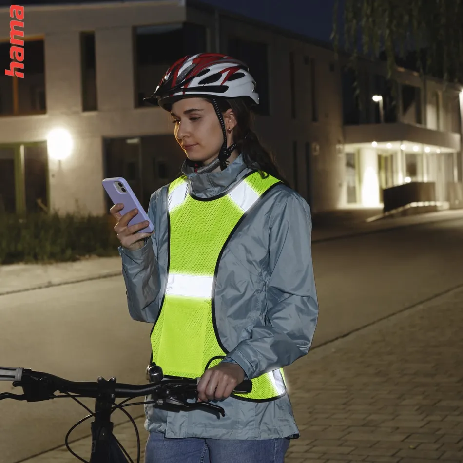 Hama reflexná vesta pre bežcov/chodcov/cyklistov, vrecko na zips, nastaviteľná veľkosť, neónovo žltá