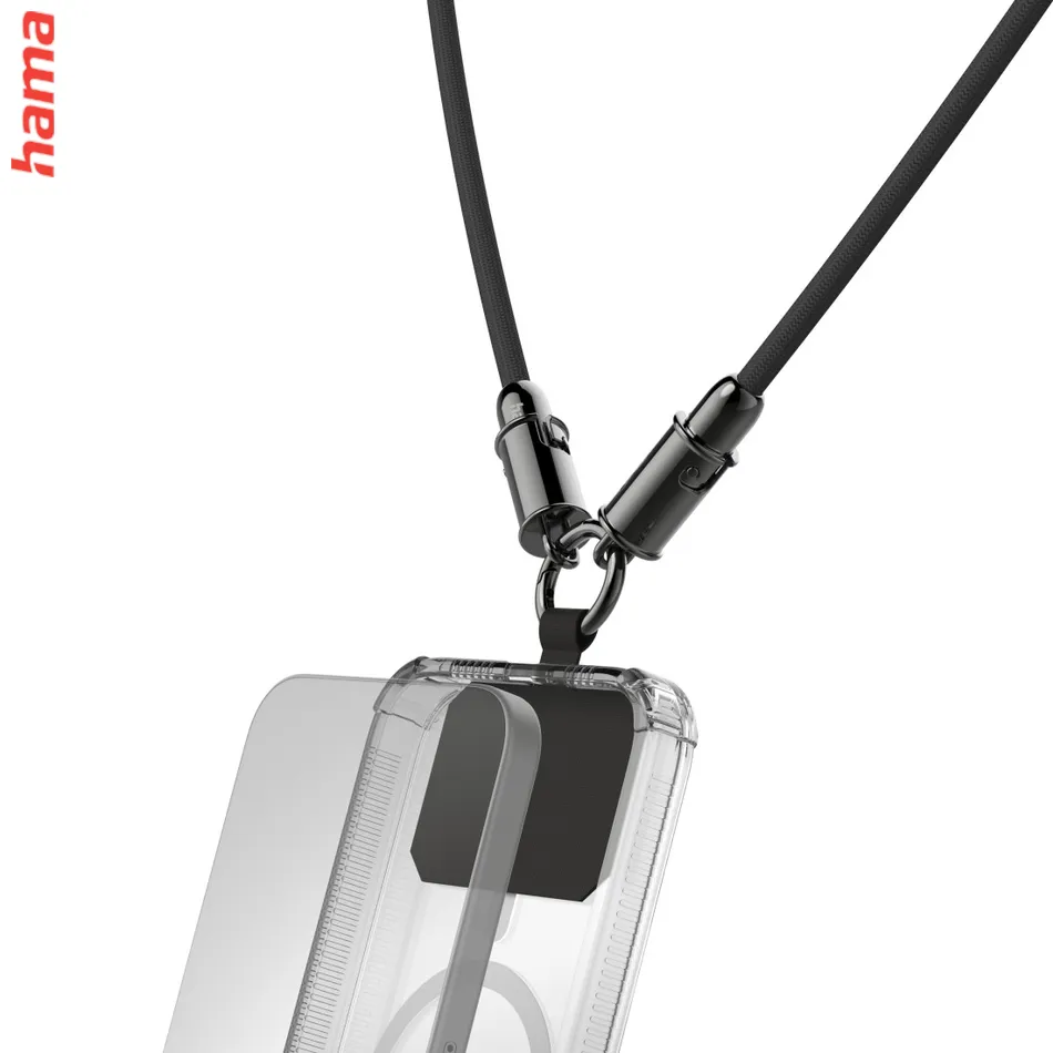 Hama USB-C kábel a šnúrka na mobil 2v1, dĺžka 1,2 m, farba čierna