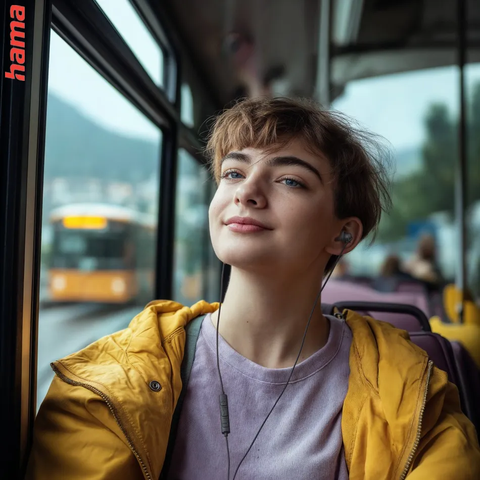 Hama USB-C slúchadlá s mikrofónom Calm, mini štuple, čierne