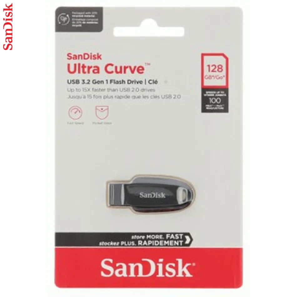 SanDisk Ultra Curve Flash Drive, 128 GB, USB 3.2
