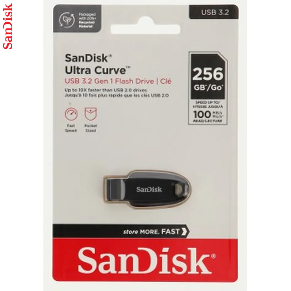 SanDisk Ultra Curve Flash Drive, 256 GB, USB 3.2