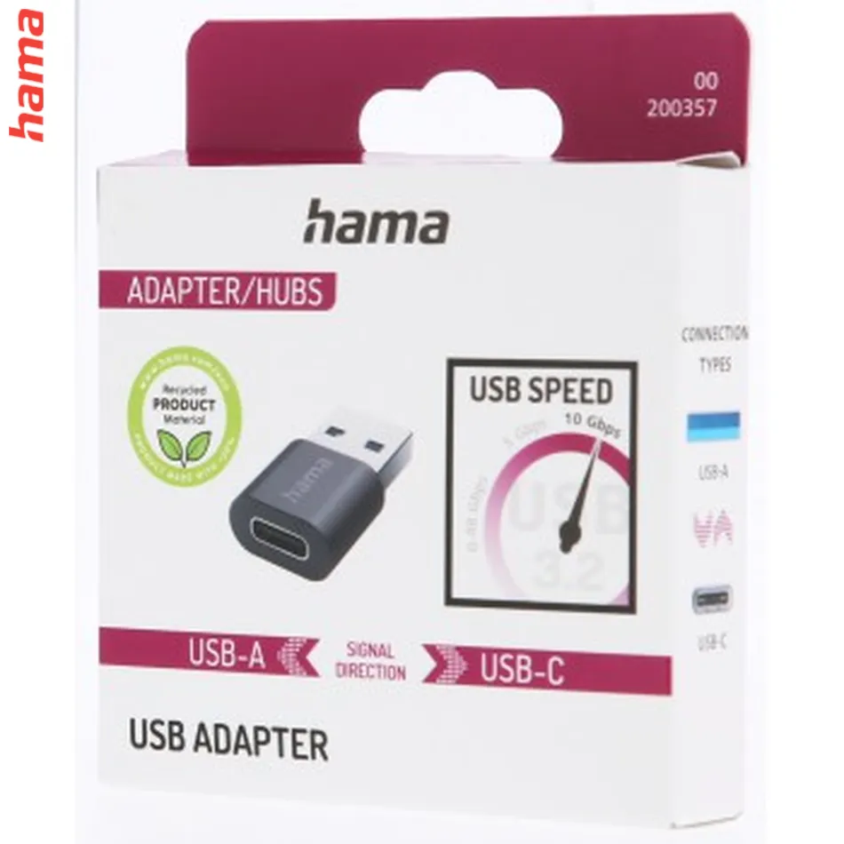 Hama redukcia USB-A na USB-C, kompaktná, 10 GB/s