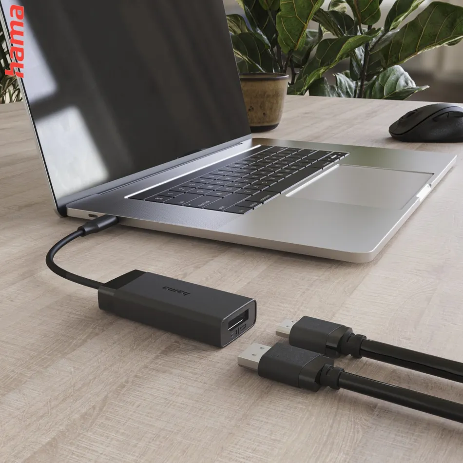 Hama Redukcia 2v1 USB-C na HDMI a DisplayPort, UHD 4K@60 Hz, Čierna