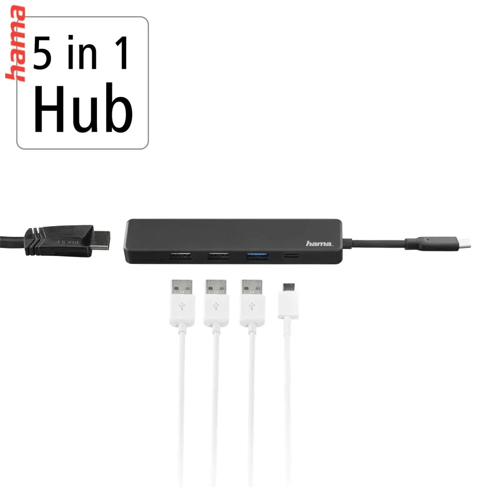 Hama USB-C hub, multiport, 4x USB, 1x HDMI