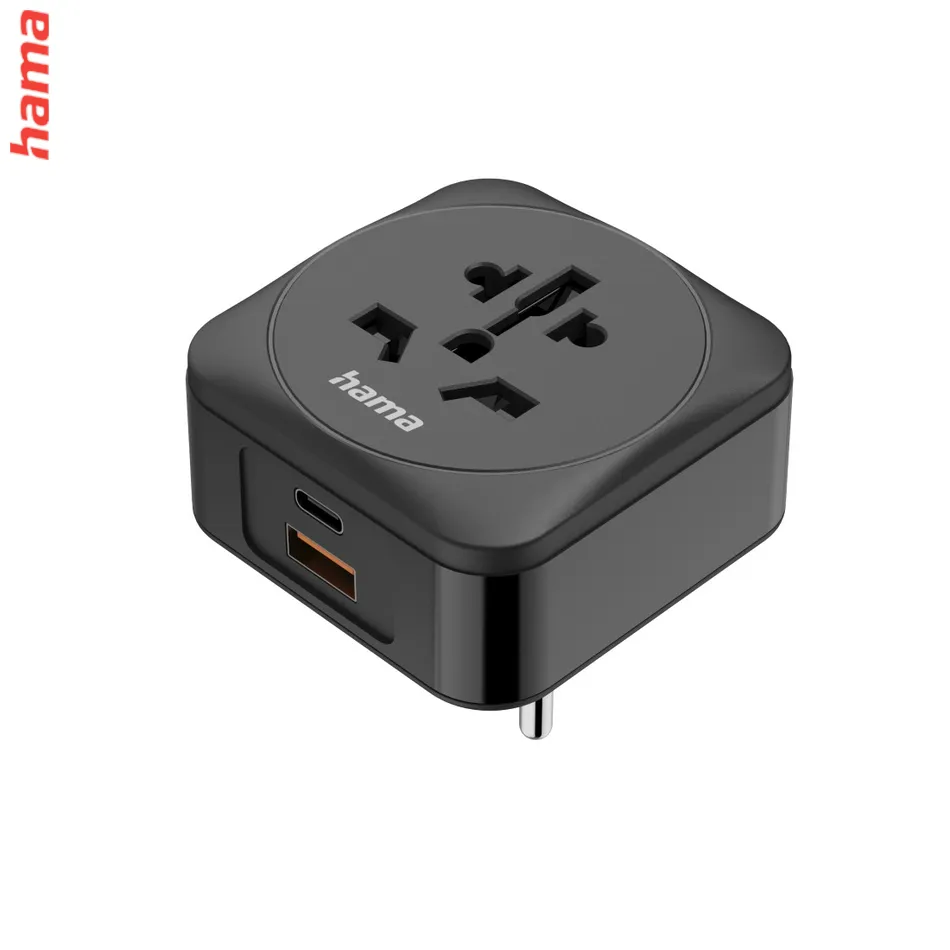 Hama zásuvkový adaptér univerzálny do EU, 3-pól., USB-A/USB-C PD 20 W