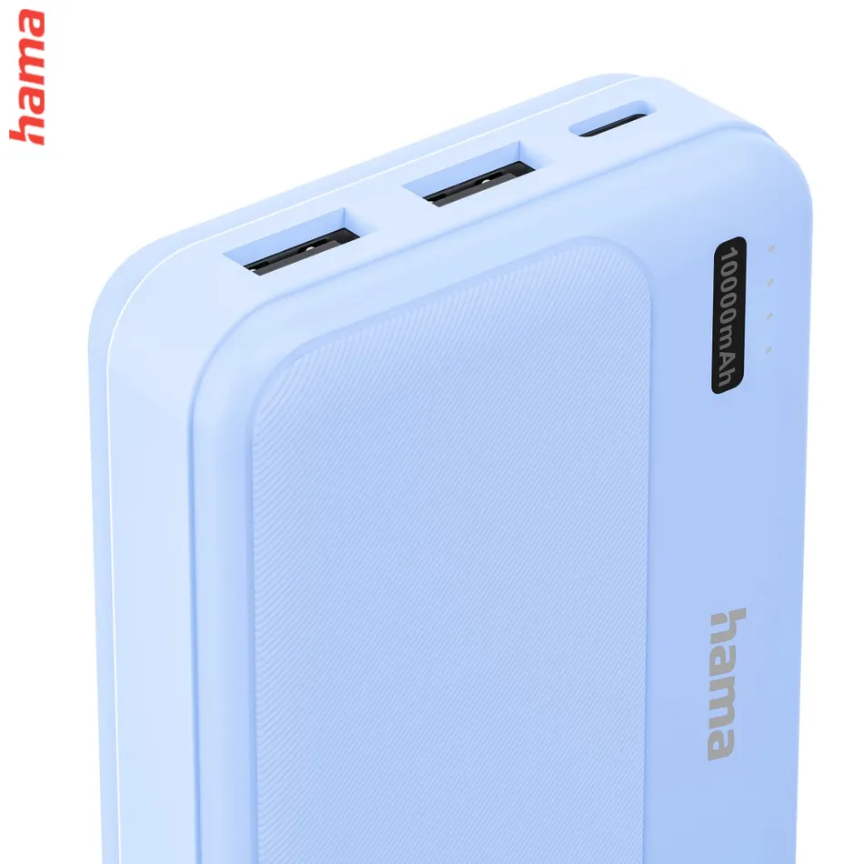 Hama Pocket 10, powerbanka 10000 mAh, 2,1 A, výstup: 2x USB-A, modrá