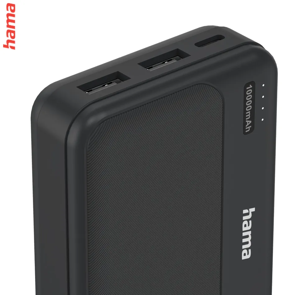 Hama Pocket 10, powerbanka 10000 mAh, 2,1 A, výstup: 2x USB-A, čierna