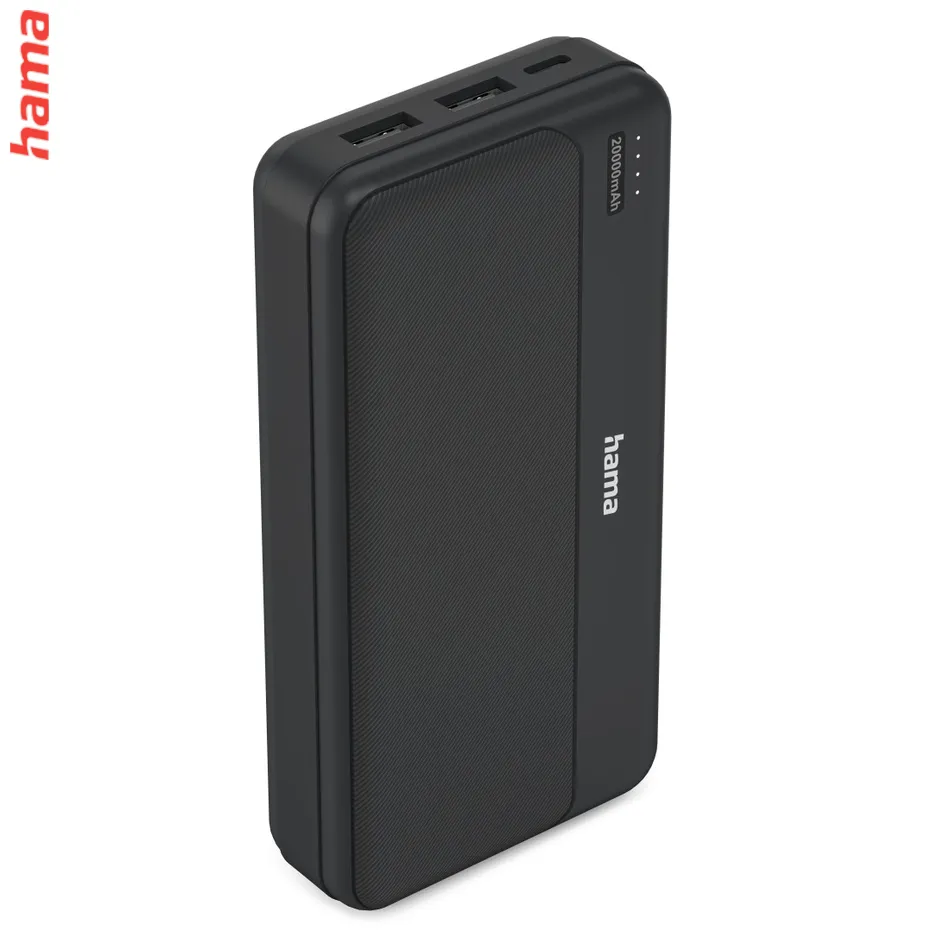 Hama Pocket 20, powerbanka 20000 mAh, 2,1 A, výstup: 2x USB-A, čierna