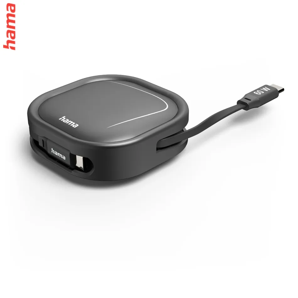 Hama nabíjačka USB C navíjací kábel, 1 m, USB 2.0, 60 W