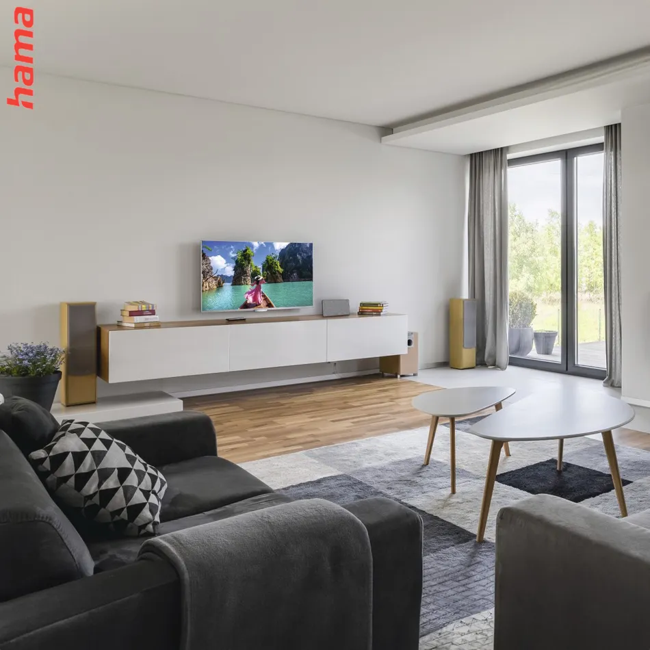 Hama aktívna izbová TV anténa Fabric, DVB-T2, šedá/čierna