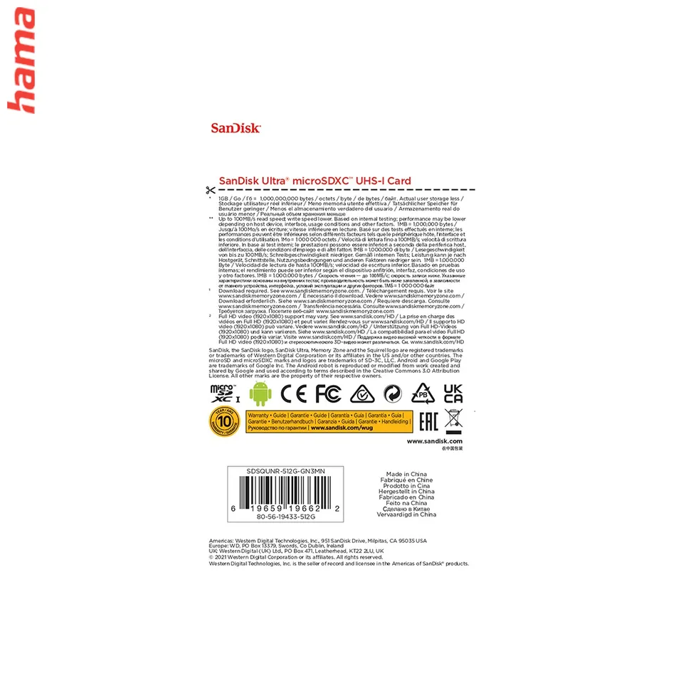 SanDisk pamäťová karta Ultra microSDXC 512 GB, 100 MB/s