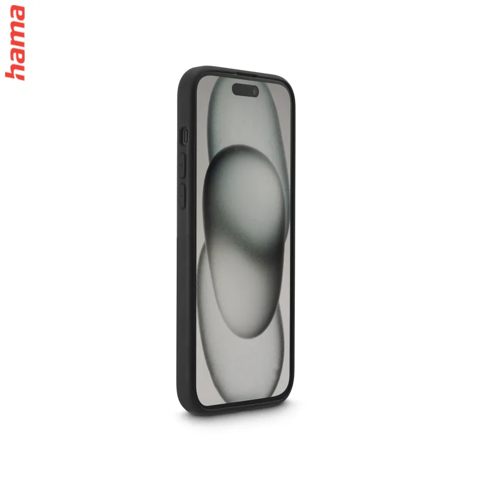 Hama čierny obal na iPhone 15, Fantastic Feel, hebký povrch