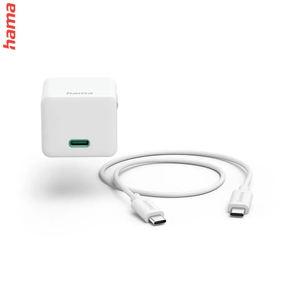 Hama rýchlonabíjačka na mobil USB-C 20 W s káblom 1 m, biela