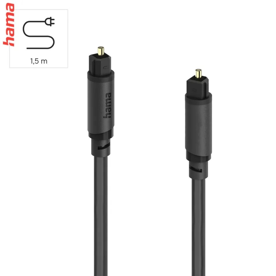 Hama optický audio kábel Toslink, ODT vidlica, 1,5 m, čierny