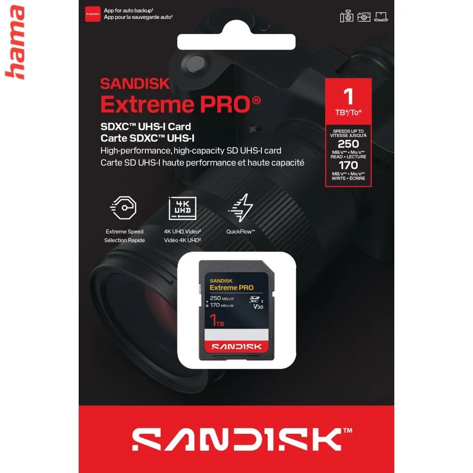SanDisk SD karta Extreme PRO SDXC 1 TB, UHS-I V30 U3, 250/170 MB/s