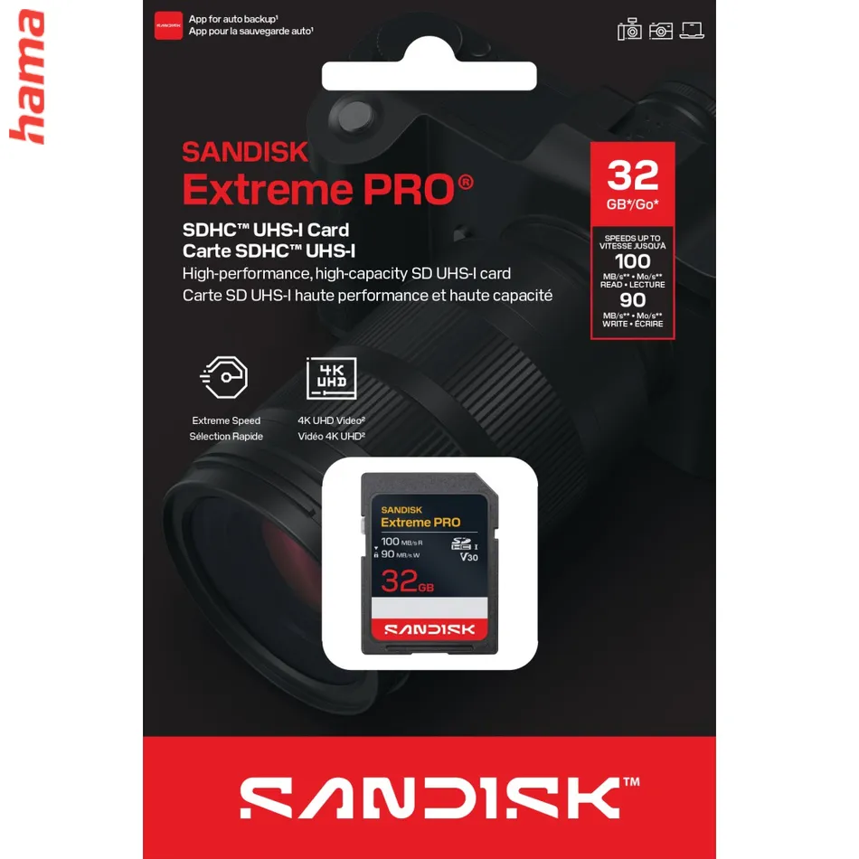 SanDisk SD karta Extreme PRO SDHC 32 GB, UHS-I V30 U3, 100/90 MB/s
