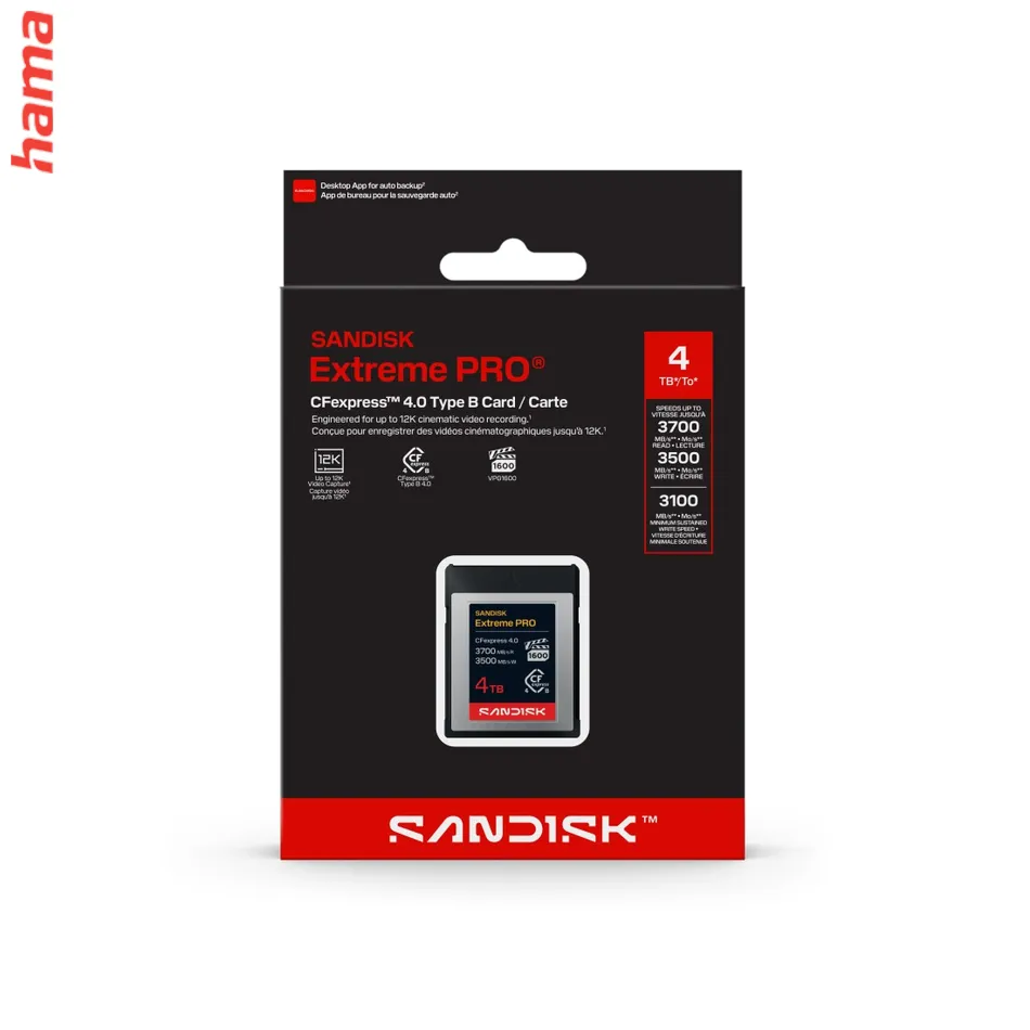 SanDisk Extreme PRO CFexpress Type B 4.0 4 TB, 3700/3500 MB/s
