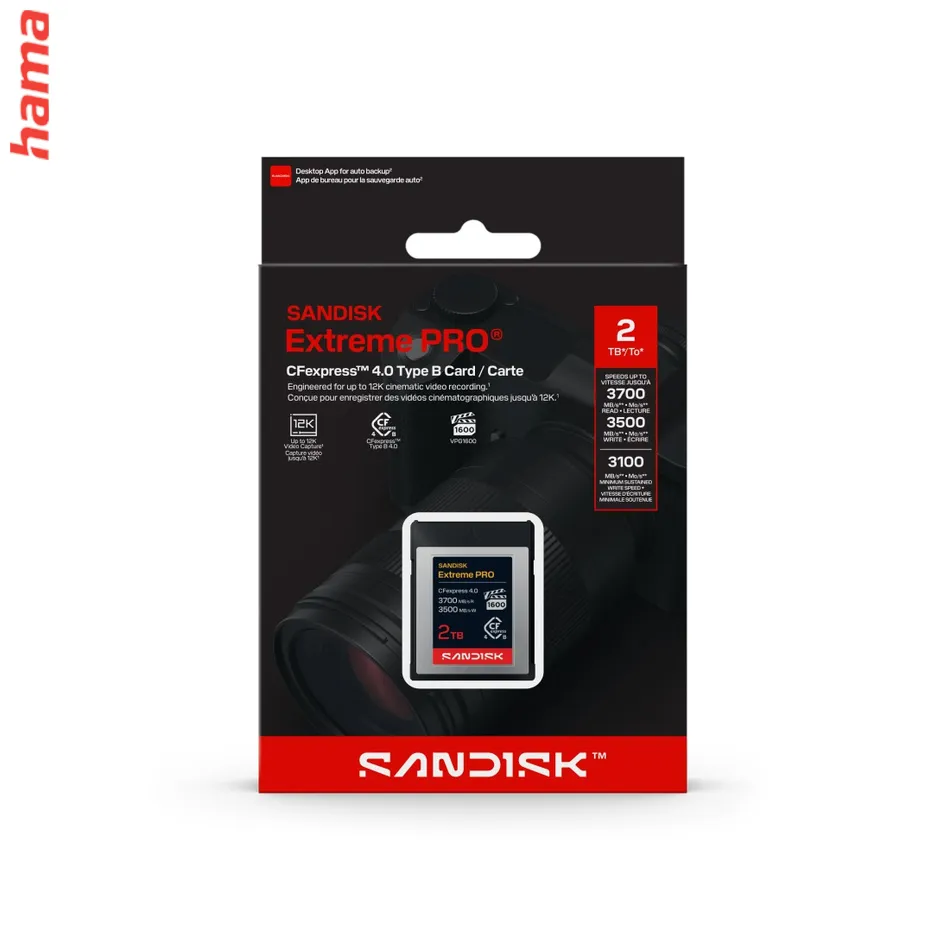 SanDisk Extreme PRO CFexpress Type B 4.0 2 TB, 3700/3500 MB/s
