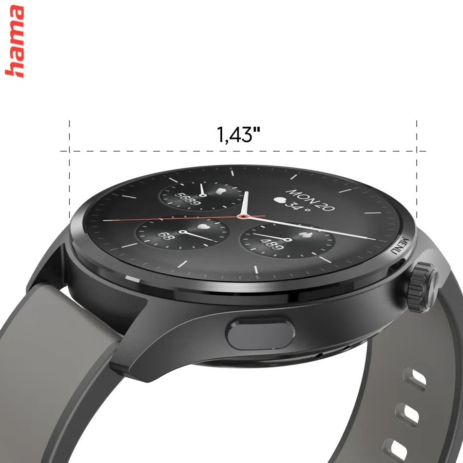 Hama 9000, smart hodinky, GPS, AMOLED 1,43