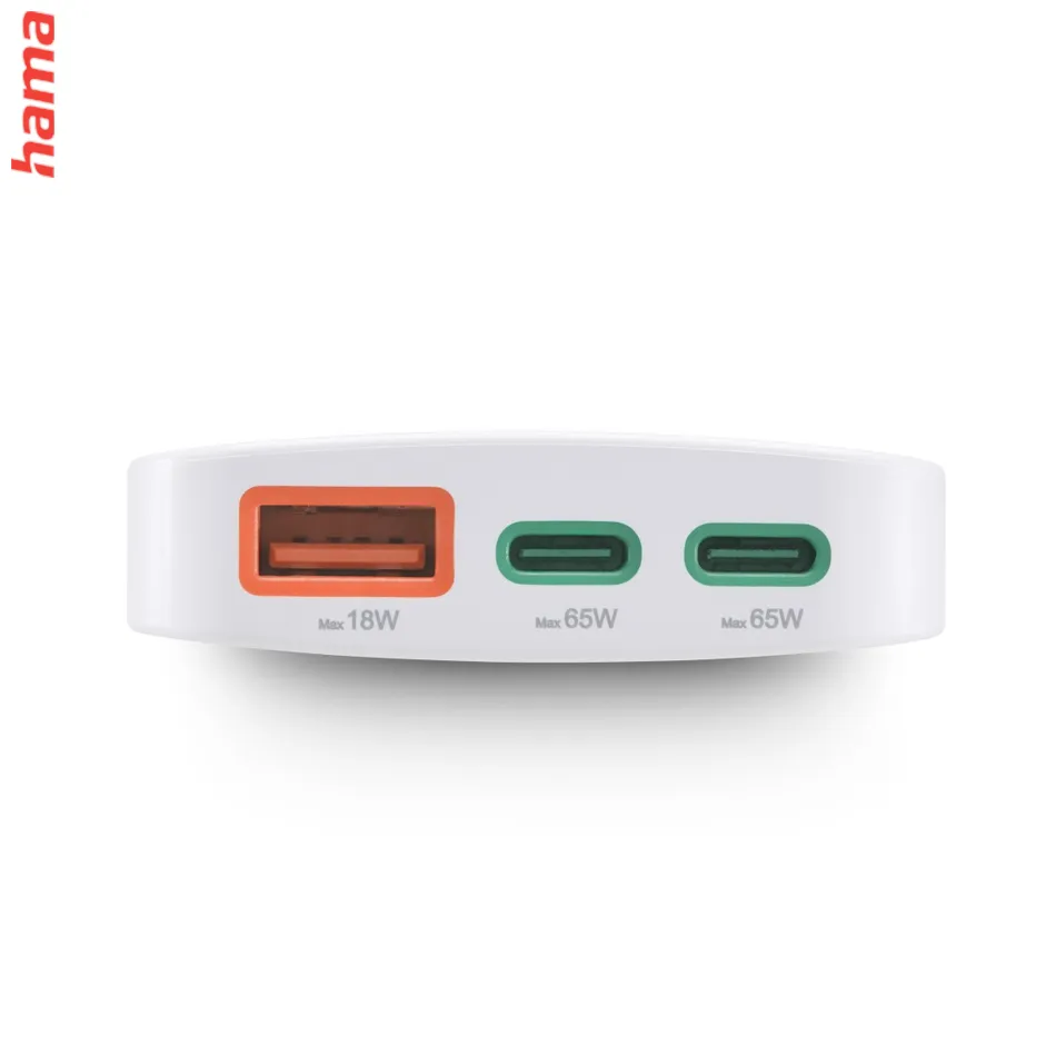 Hama rýchla USB nabíjačka GaN 2x USB-C + USB-A, PD/QC 65 W, plochá, skladacia  