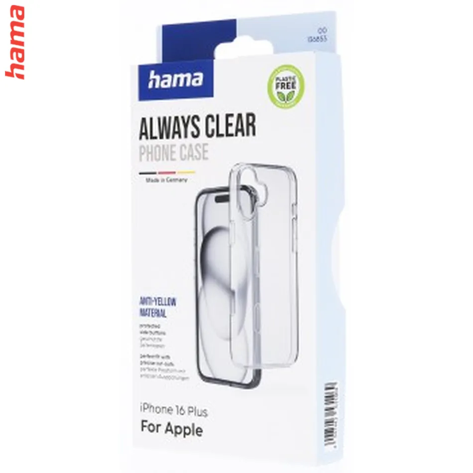 Hama Always Clear, kryt pre Apple iPhone 16 Plus, vždy priehľadný, nezažltne  