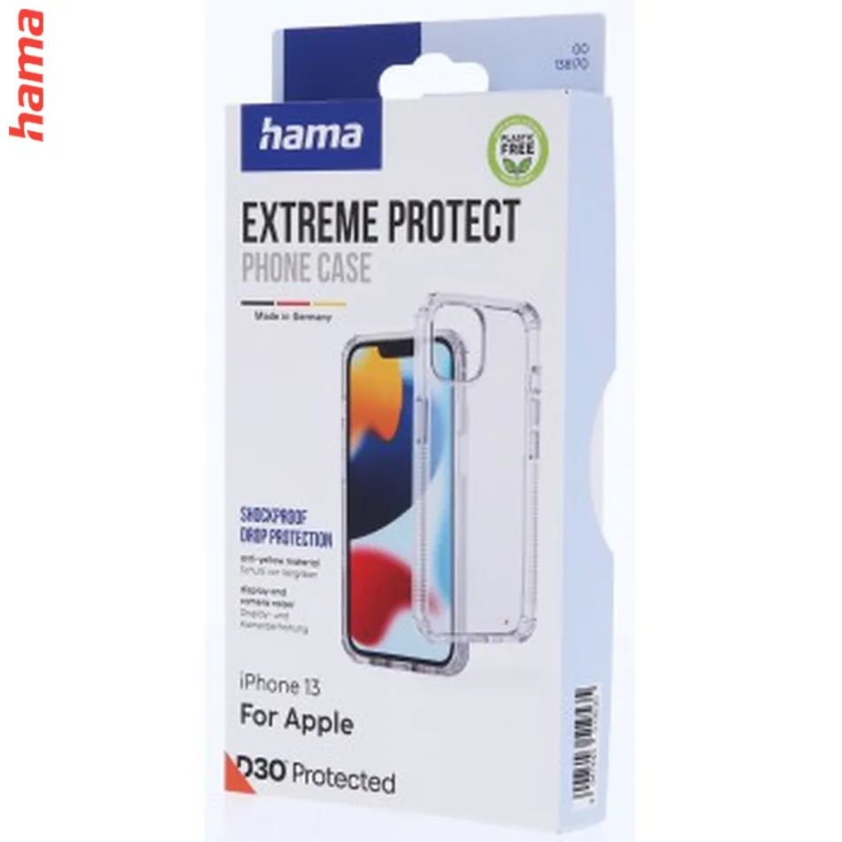 Hama Extreme Protect, kryt pre Apple iPhone 13, materiál D3O®, nezažltne, priehľadný  