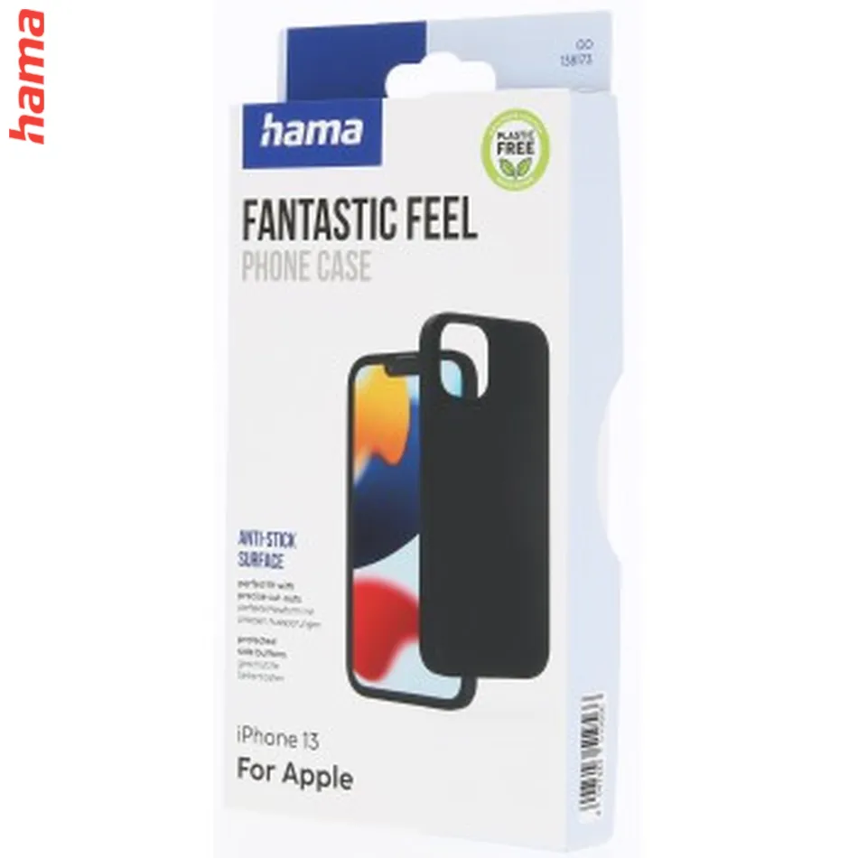 Hama Fantastic Feel, kryt pre Apple iPhone 13, hebký povrch, čierny  