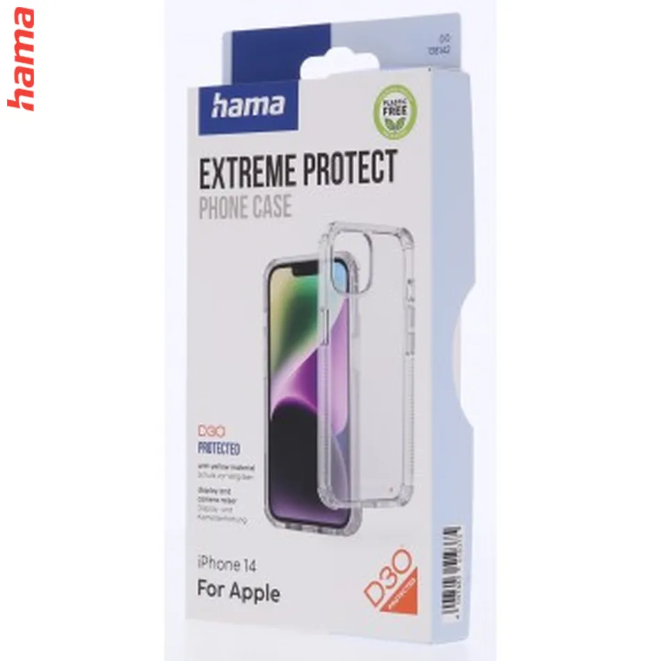 Hama Extreme Protect, kryt pre Apple iPhone 14, materiál D3O®, nezažltne, priehľadný  