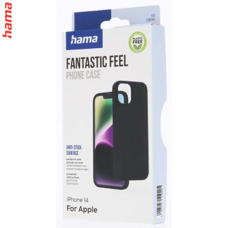 Hama Fantastic Feel, kryt pre Apple iPhone 14, hebký povrch, čierny  