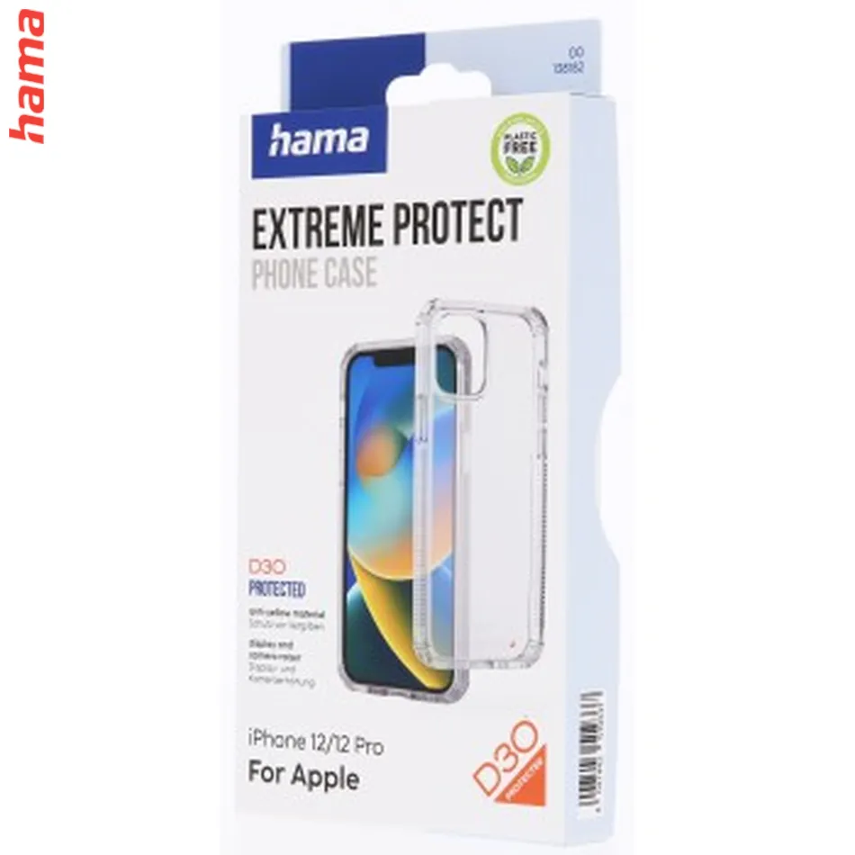 Hama Extreme Protect, kryt pre Apple iPhone 12/12 Pro, materiál D3O®, nezažltne, priehľadný  