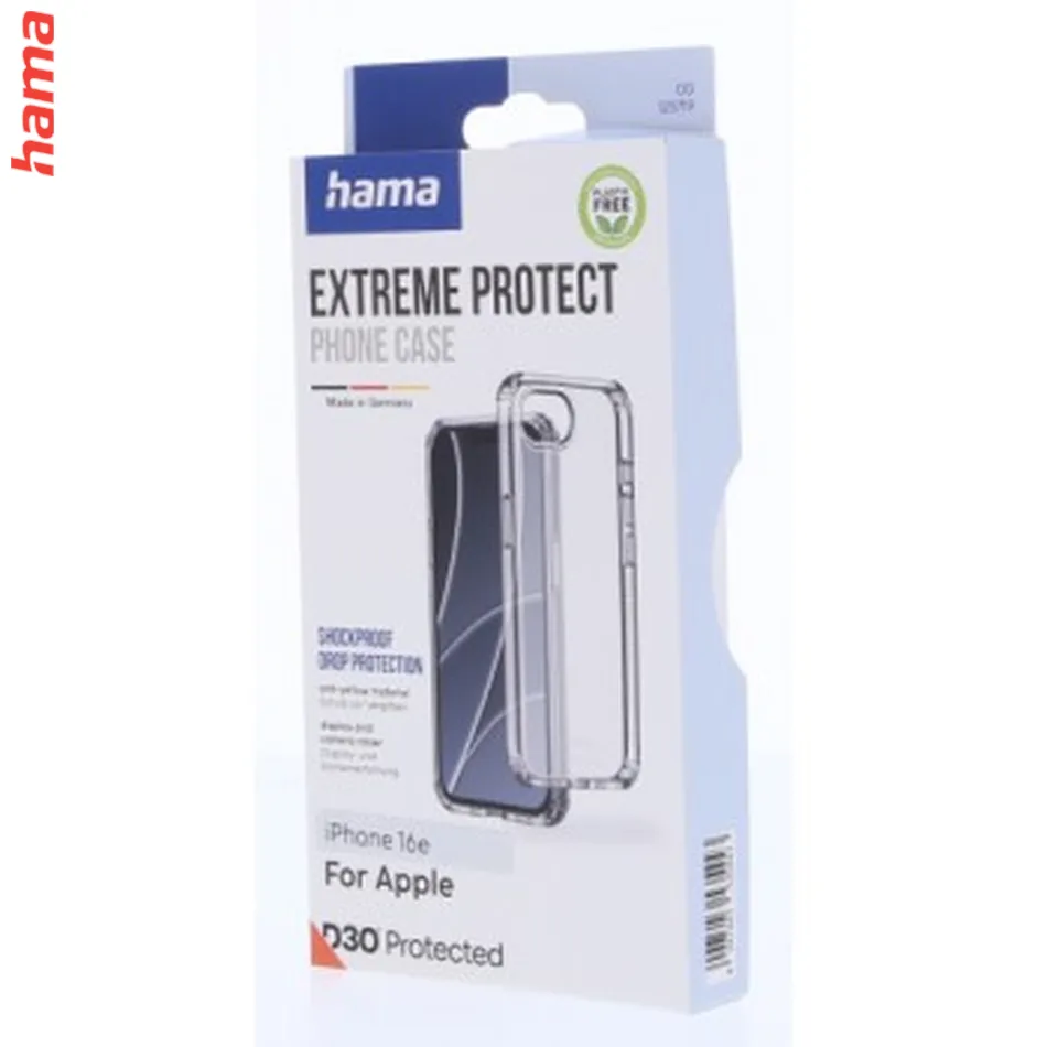 Hama Extreme Protect, kryt pre Apple iPhone 16e, materiál D3O®, nezažltne, priehľadný  
