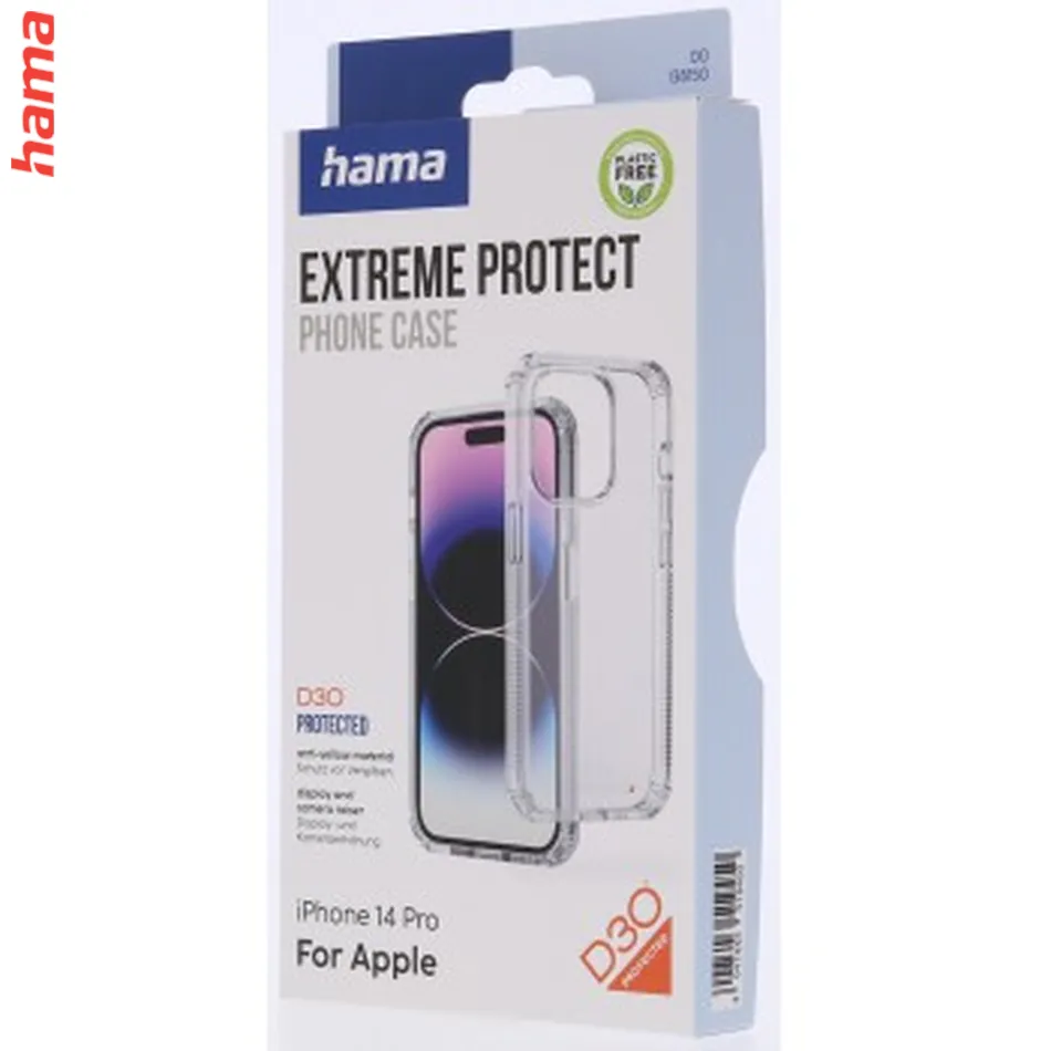 Hama Extreme Protect, kryt pre Apple iPhone 14 Pro, materiál D3O®, nezažltne, priehľadný  
