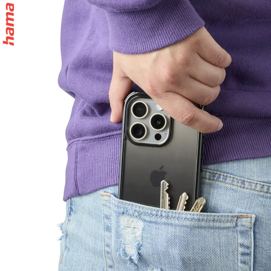 Hama Extreme Protect, kryt pre Apple iPhone 15 Pro, materiál D3O®, priehľadný čierny  