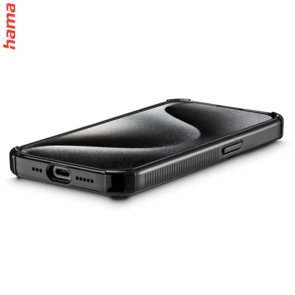 Hama Extreme Protect, kryt pre Apple iPhone 15 Pro, materiál D3O®, priehľadný čierny  
