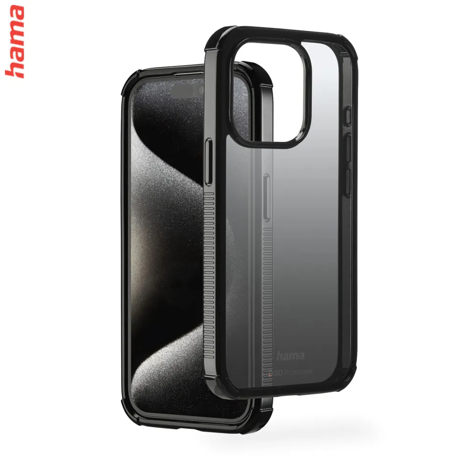 Hama Extreme Protect, kryt pre Apple iPhone 15 Pro, materiál D3O®, priehľadný čierny  
