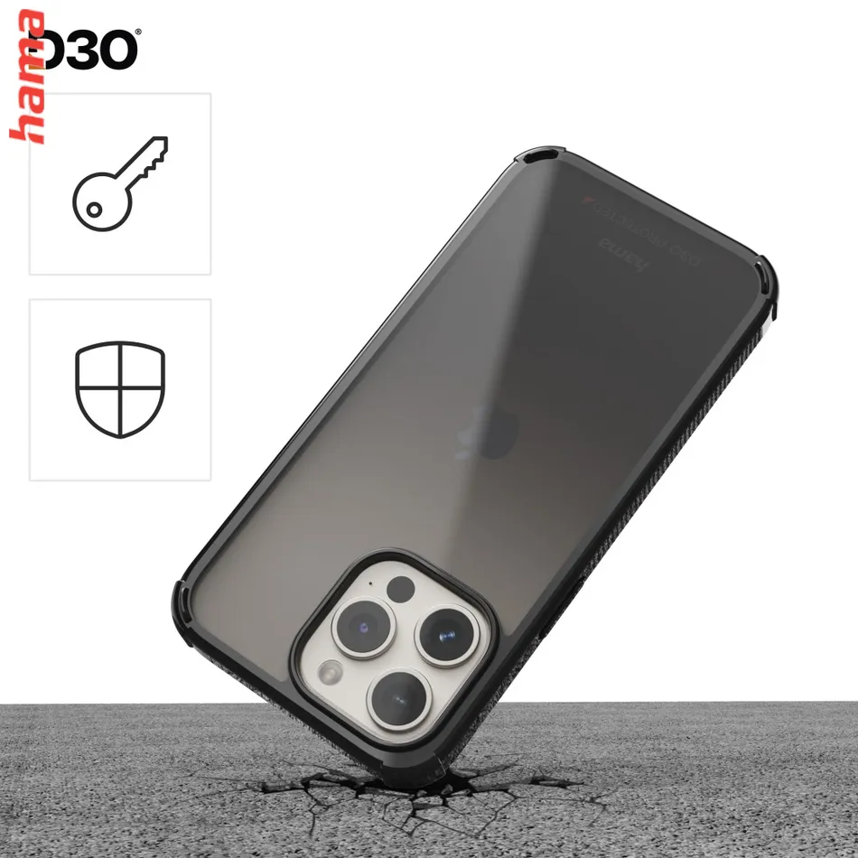 Hama Extreme Protect, kryt pre Apple iPhone 15 Pro, materiál D3O®, priehľadný čierny  