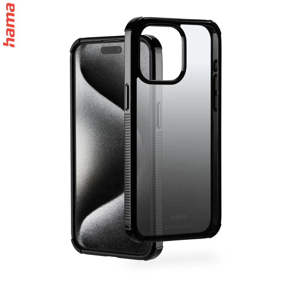 Hama Extreme Protect, kryt pre Apple iPhone 15 Pro Max, materiál D3O®, priehľadný čierny  