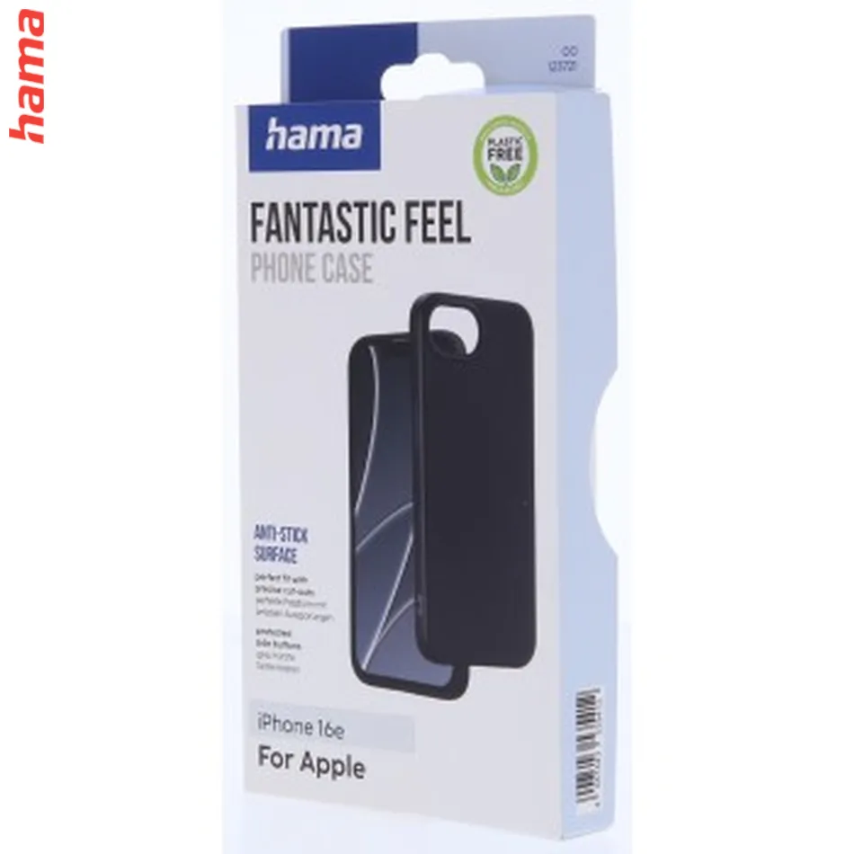 Hama Fantastic Feel, kryt pre Apple iPhone 16e, hebký povrch, čierny  