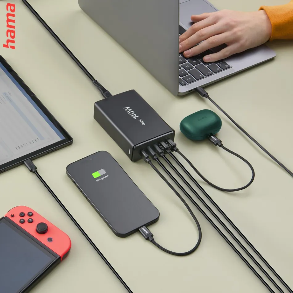 Hama USB nabíjacia stanica GaN, 3x USB-C PD, 2x USB-A (1x QC), 140 W