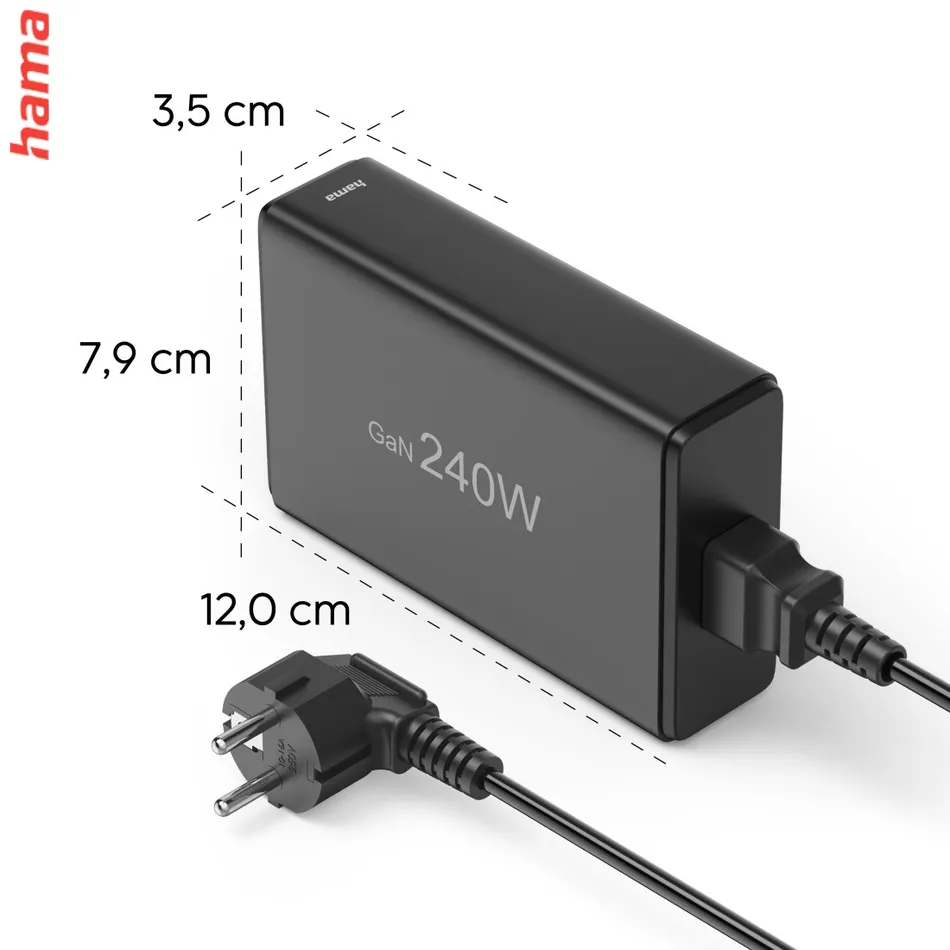 Hama USB nabíjacia stanica GaN, 4x USB-C PD, 1x USB-A QC, 240 W