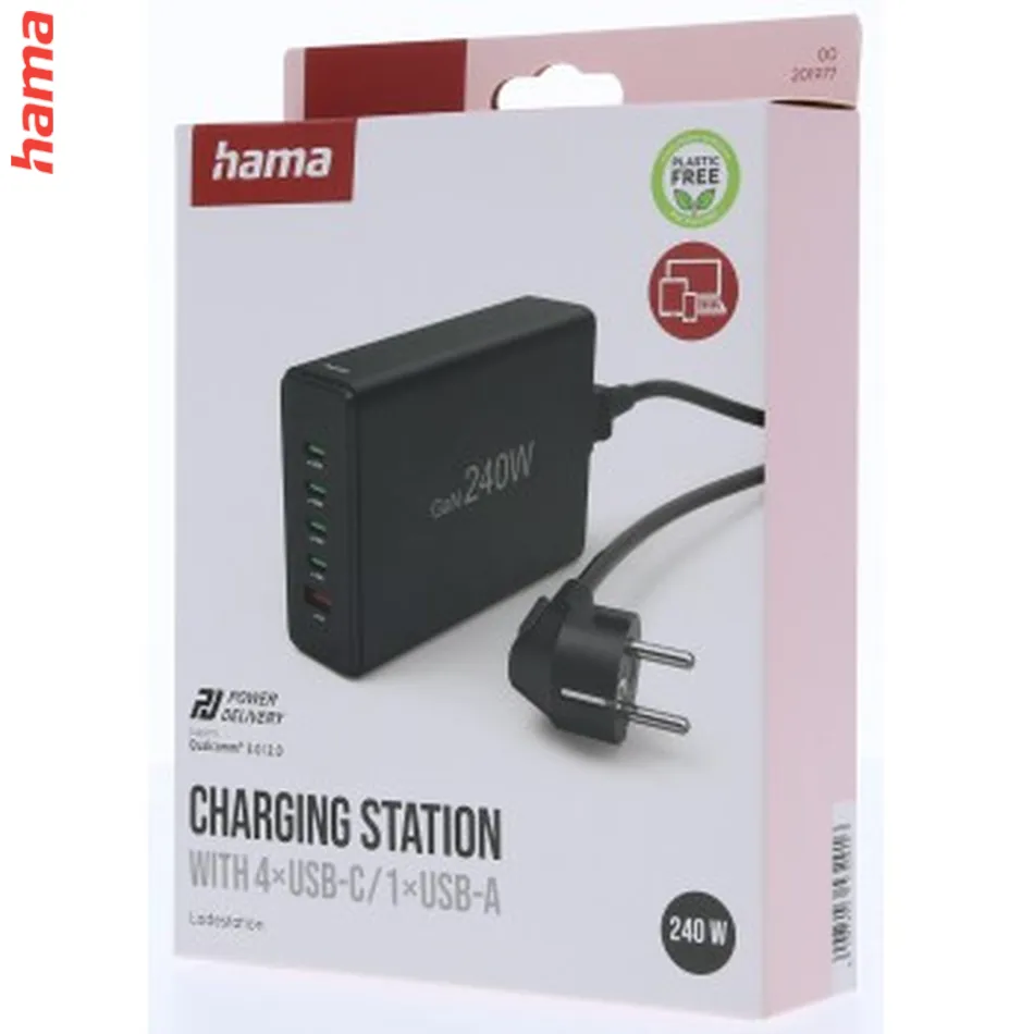 Hama USB nabíjacia stanica GaN, 4x USB-C PD, 1x USB-A QC, 240 W