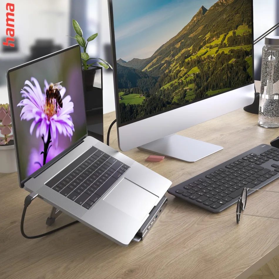 Hama USB-C dokovacia stanica a stojan pre notebook Connect2Office Stand, 12 portov