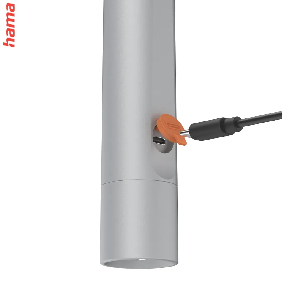 Hama FL350-C, LED baterka, nabíjacia, hliníková, 350 lm / 100 m, 4 režimy+SOS, rozptyľovač, pútko