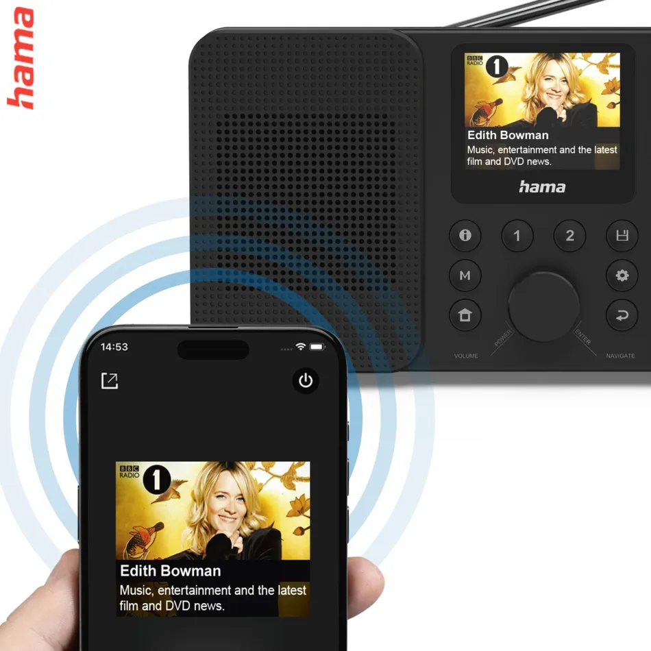Hama digitálne a internetové rádio DIR3300SBT, FM/DAB/DAB+/Bluetooth, čierne, ovládanie App