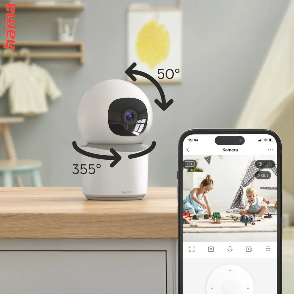Hama Smart domáca WiFi kamera, otáčanie/naklápanie, nočné videnie, Full HD
