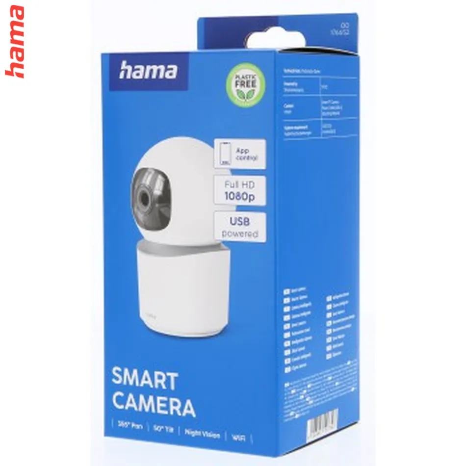 Hama Smart domáca WiFi kamera, otáčanie/naklápanie, nočné videnie, Full HD