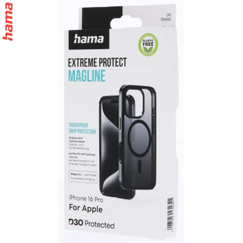 Hama Extreme Protect, kryt pre Apple iPhone 16 Pro, magnetický, D3O®, čierny