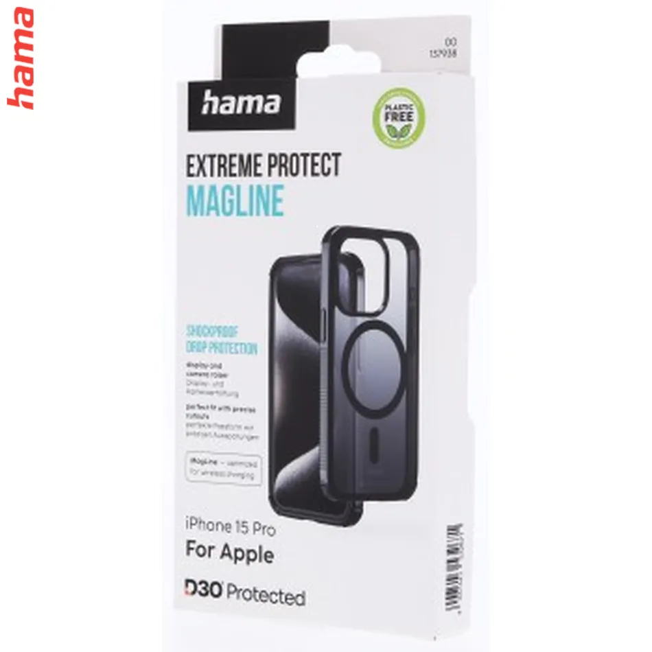 Hama Extreme Protect, kryt pre Apple iPhone 15 Pro, magnetický, D3O®, čierny