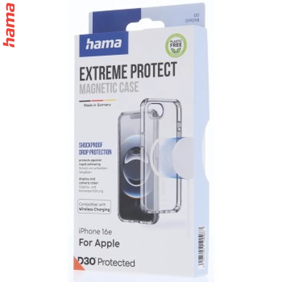 Hama Extreme Protect, kryt pre Apple iPhone 16 Plus, magnetický, D3O®, nezažltne, priehľadný